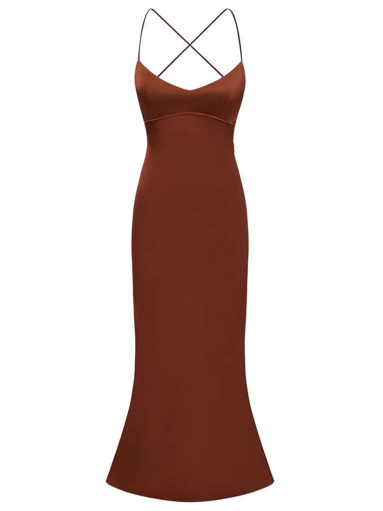 1930s Solid Back Cross Straps Mermaid Dress, vintage dress, retro fashion - perfect for women who love vintage and retro fashion