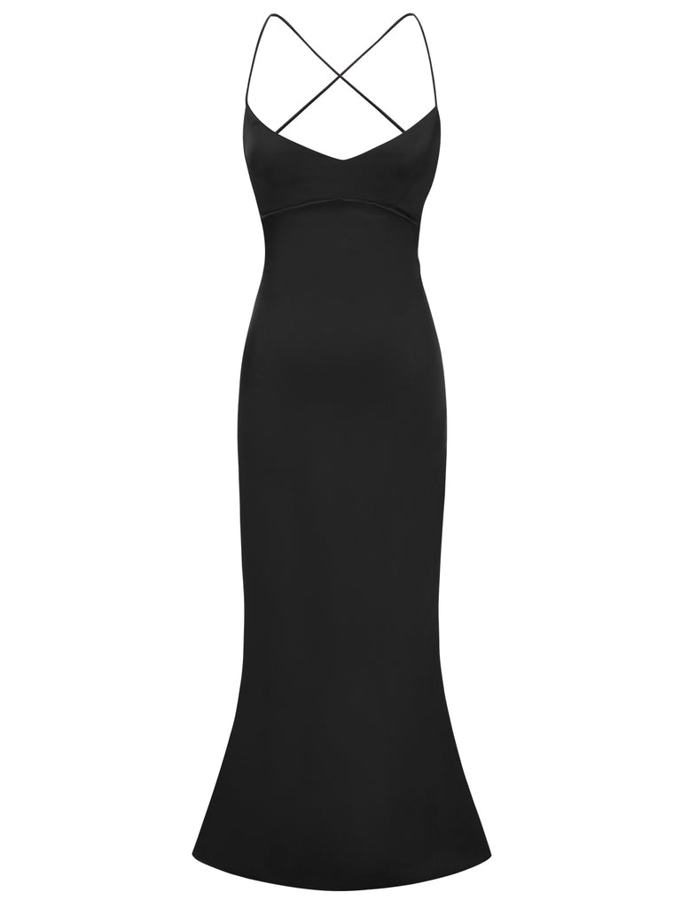 1930s Solid Back Cross Straps Mermaid Dress, vintage dress, retro fashion - perfect for women who love vintage and retro fashion