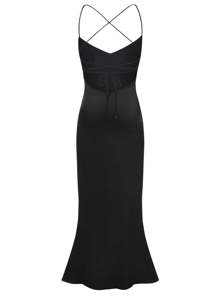 1930s Solid Back Cross Straps Mermaid Dress, vintage dress, retro fashion - perfect for women who love vintage and retro fashion