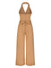 1930s Solid Button Halter Lapel Jumpsuit, vintage romper, retro jumpsuit - perfect for women who love vintage and retro fashion
