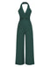 1930s Solid Button Halter Lapel Jumpsuit, vintage romper, retro jumpsuit - perfect for women who love vintage and retro fashion