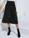 1930s Solid Buttoned Corduroy A-Line Skirt — 1930s femininity that moves with her mood