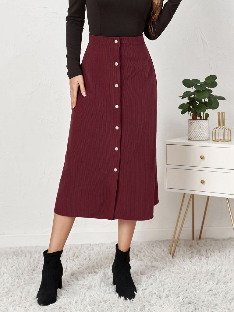 1930s Solid Buttoned Corduroy A-Line Skirt — because 1930s glamour deserves an encore