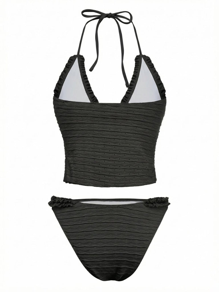 1930s-Solid-Cut-Out-Shirred-Bikini-Set, vintage, retro, swimwear