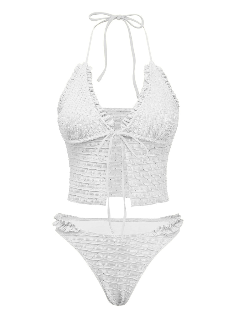 1930s-Solid-Cut-Out-Shirred-Bikini-Set, vintage, retro, swimwear