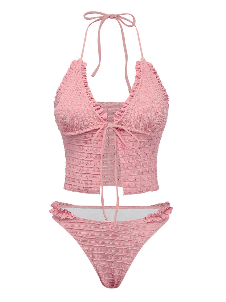 1930s-Solid-Cut-Out-Shirred-Bikini-Set, vintage, retro, swimwear
