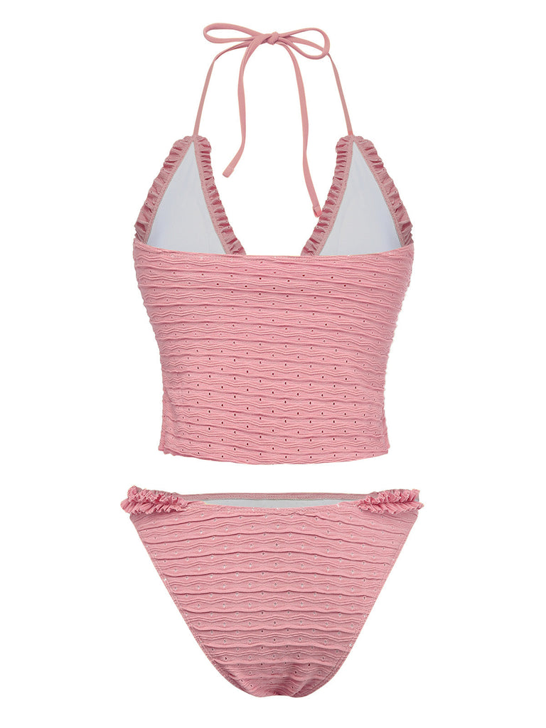1930s-Solid-Cut-Out-Shirred-Bikini-Set, vintage, retro, swimwear