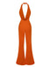 1930s Solid Deep V-Neck Halter Jumpsuit, vintage romper, retro jumpsuit - perfect for women who love vintage and retro fashion