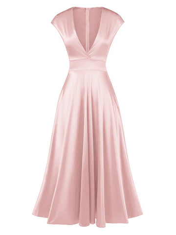 slim fit dress slacks Simple A-Line Evening Gown Elegant Dress Formal Floor Length V Neck Satin 2026 main image 1