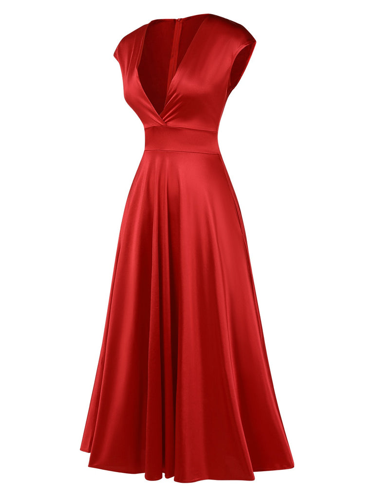 Dusty Pink Satin A-Line Valentine's Dress | Cap Sleeve Surplice V-Neck Cocktail Dress Dusty Pink Satin A-Line Valentine's Dress | Cap Sleeve Surplice V-Neck Cocktail Dress