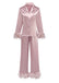 1930s Solid Feather Trim Satin Pajama Set - vintage fashion, retro style