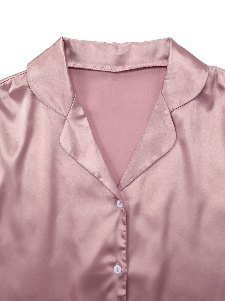 1930s Solid Feather Trim Satin Pajama Set - vintage fashion, retro style