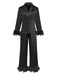 1930s Solid Feather Trim Satin Pajama Set - vintage fashion, retro style
