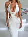1930s Solid Halter Cutout Crocheting Cover-Up Dress - vintage dress, retro fashion