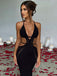 1930s Solid Halter Cutout Crocheting Cover-Up Dress - vintage dress, retro fashion