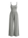 1930s Solid Knitted Spaghetti Straps Wide-Leg Jumpsuit - vintage romper, retro jumpsuit, playful style for vintage lovers
