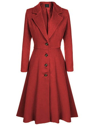 1930s Solid Lapel Long Sleeve Coat - vintage fashion, retro style