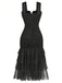 1930s Solid Mesh Patchwork Ruched Bodycon Dress - vintage dress, retro fashion