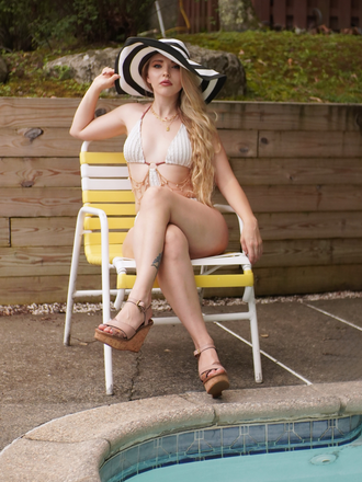 1930s Solid Metal Chain Cutout Swimsuit, vintage swimsuit, pin-up swimwear - perfect for women who love vintage and retro fashion
