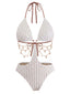 1930s Solid Metal Chain Cutout Swimsuit