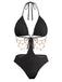 Green 1930s Solid Metal Chain Cutout Swimsuit, vintage swimsuit, pin-up swimwear - perfect for women who love vintage and retro fashion