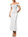 1930s Solid Off-Shoulder Bodycon Maxi Dress - vintage dress, retro fashion