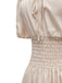 1930s Solid Off-Shoulder Smocked Puff Sleeves Dress — a 1930s silhouette that turns sidewalks into runways