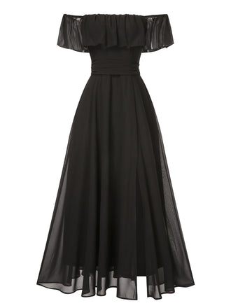 1930s Solid Roll Collar Off Shoulder Slit Dress, vintage dress, retro fashion - perfect for women who love vintage and retro fashion