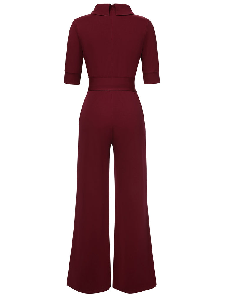 1930s Solid Rolled Collar Belted Jumpsuit, vintage romper, retro jumpsuit - perfect for women who love vintage and retro fashion