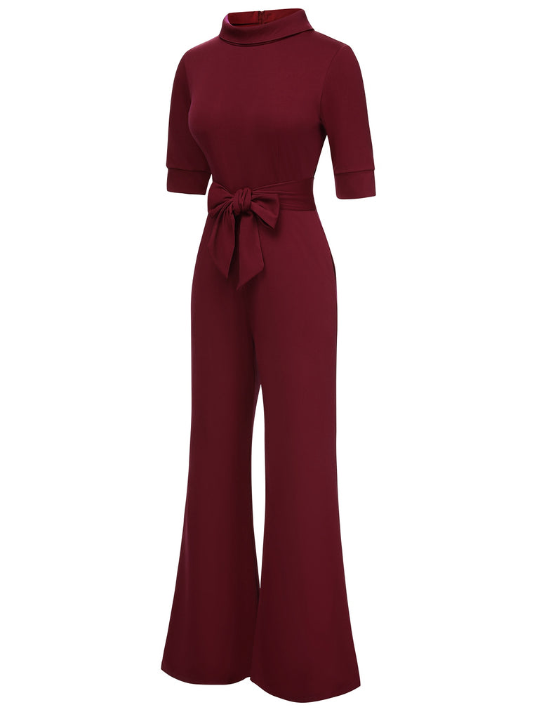 1930s Solid Rolled Collar Belted Jumpsuit, vintage romper, retro jumpsuit - perfect for women who love vintage and retro fashion