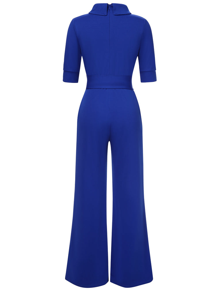 1930s Solid Rolled Collar Belted Jumpsuit, vintage romper, retro jumpsuit - perfect for women who love vintage and retro fashion
