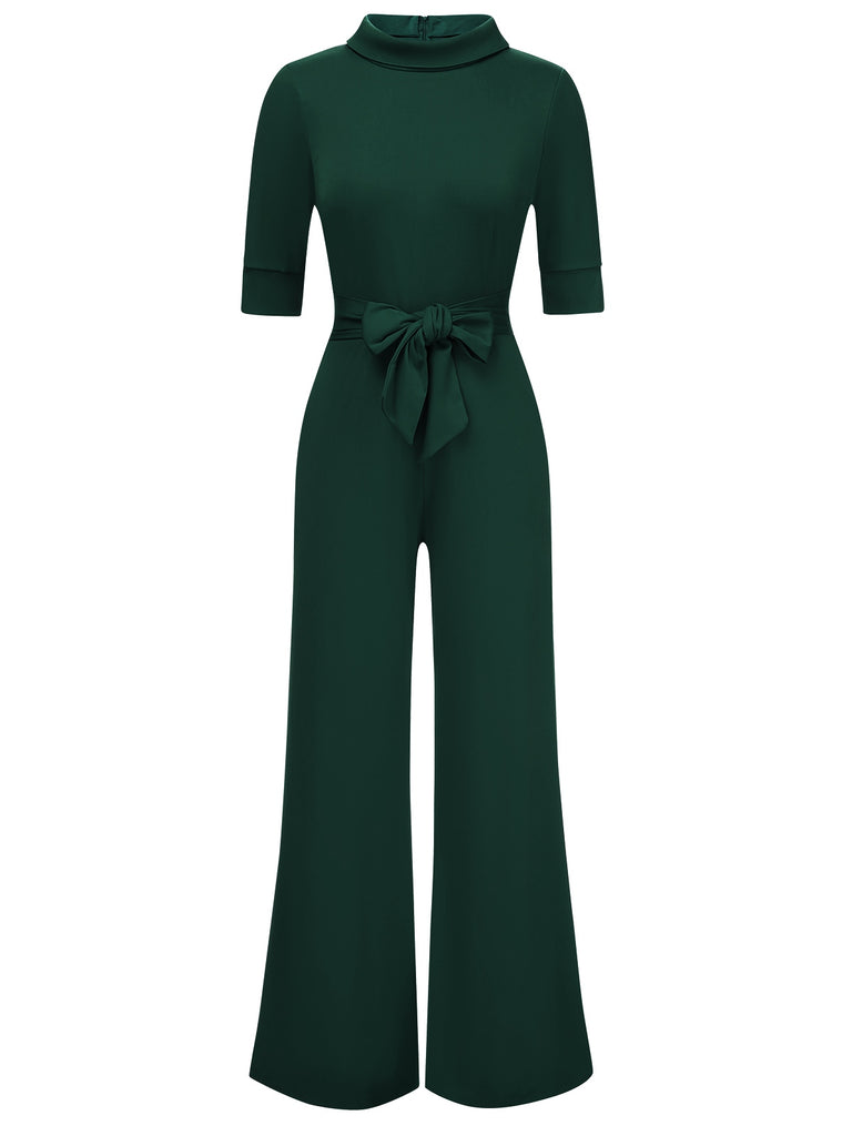 1930s Solid Rolled Collar Belted Jumpsuit, vintage romper, retro jumpsuit - perfect for women who love vintage and retro fashion