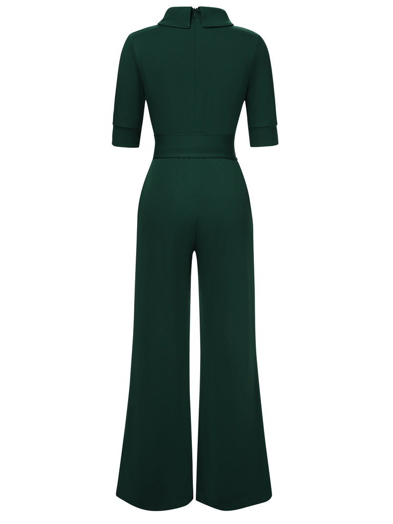 1930s Solid Rolled Collar Belted Jumpsuit, vintage romper, retro jumpsuit - perfect for women who love vintage and retro fashion
