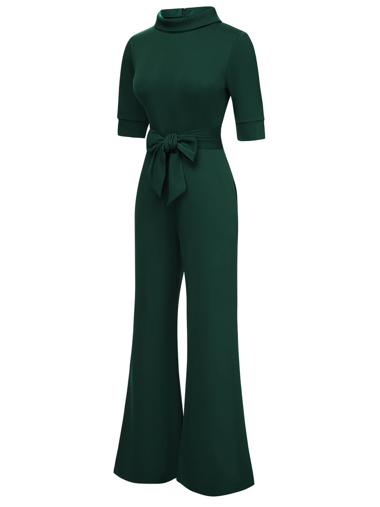 1930s Solid Rolled Collar Belted Jumpsuit, vintage romper, retro jumpsuit - perfect for women who love vintage and retro fashion