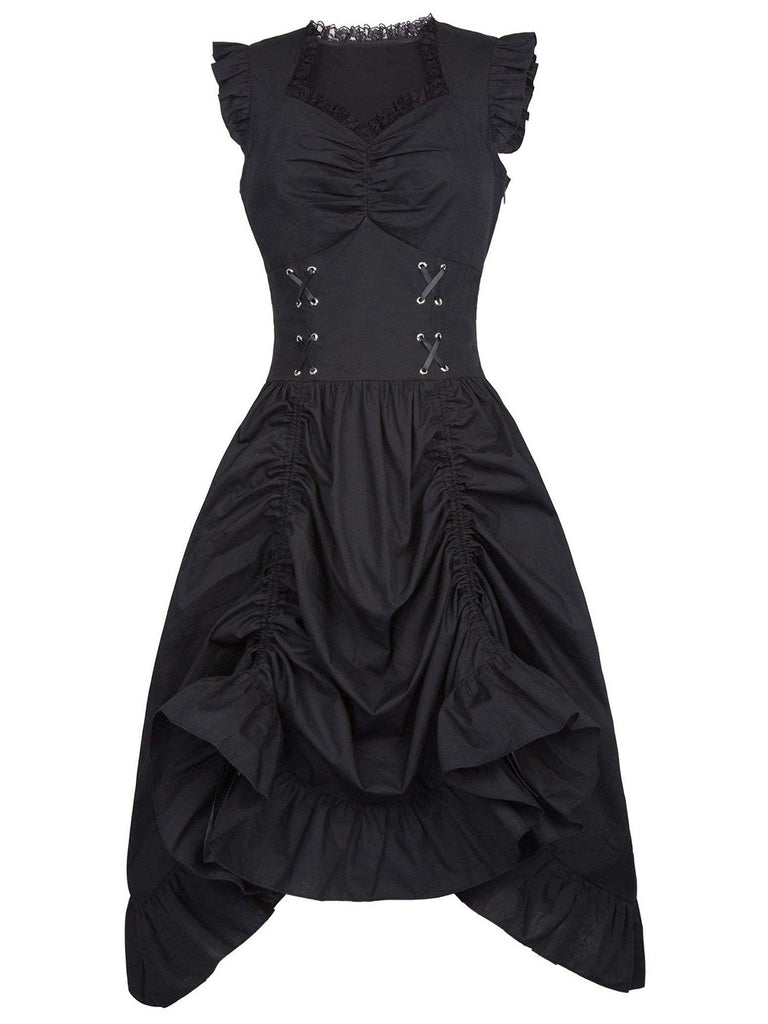 Punk & Gothic Renaissance Steampunk Dress Goth Girl Solid Color Fancy Dress Women's Fantasy Steampunk Halloween Carnival Masquerade Casual Daily