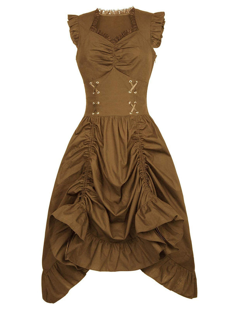 Punk & Gothic Renaissance Steampunk Dress Goth Girl Solid Color Fancy Dress Women's Fantasy Steampunk Halloween Carnival Masquerade Casual Daily
