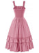 She slips into this 1930s Solid Square Neck Drawstring Layered Dress and suddenly it's a 1930s daydream