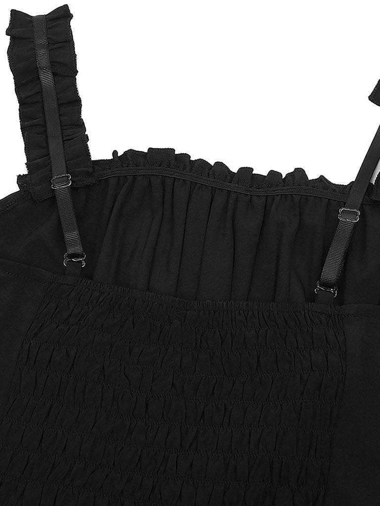1930s Solid Square Neck Drawstring Layered Dress — a 1930s silhouette that turns sidewalks into runways