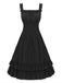 1930s Solid Square Neck Drawstring Layered Dress — a 1930s silhouette that turns sidewalks into runways