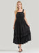 1930s Solid Square Neck Drawstring Layered Dress: where 1930s romance meets her modern spirit