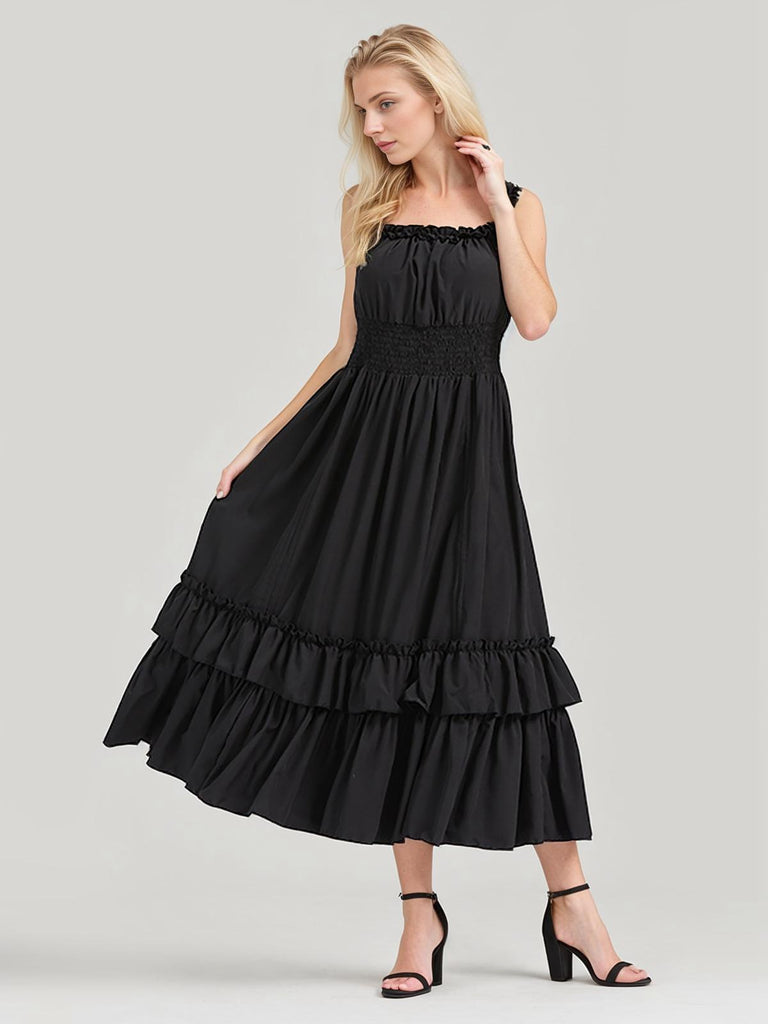 This 1930s Solid Square Neck Drawstring Layered Dress wraps her in 1930s elegance, one twirl at a time