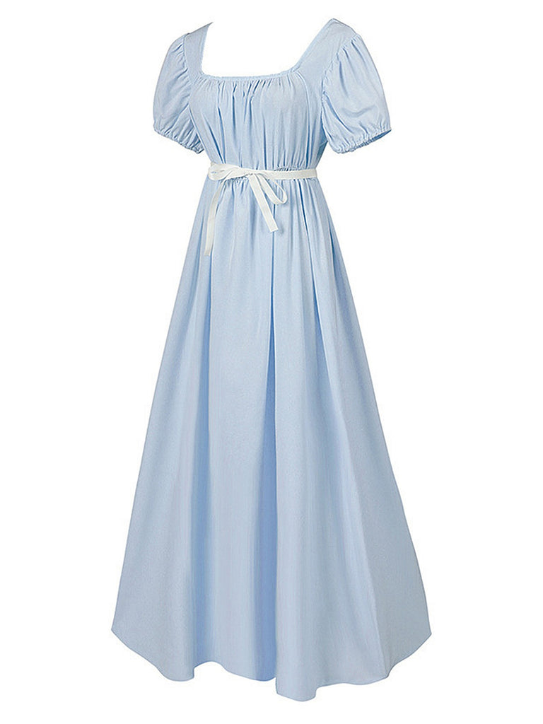This 1930s Solid Square Neck Puff Sleeves Dress wraps her in 1930s elegance, one twirl at a time