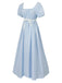This 1930s Solid Square Neck Puff Sleeves Dress wraps her in 1930s elegance, one twirl at a time