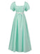 This 1930s Solid Square Neck Puff Sleeves Dress wraps her in 1930s elegance, one twirl at a time