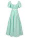 1930s Solid Square Neck Puff Sleeves Dress — a 1930s silhouette that turns sidewalks into runways