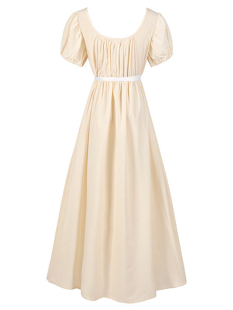 She slips into this 1930s Solid Square Neck Puff Sleeves Dress and suddenly it's a 1930s daydream