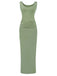 1930s Solid Square Neck Split Ruched Dress — a 1930s silhouette that turns sidewalks into runways
