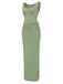 1930s Solid Square Neck Split Ruched Dress: where 1930s romance meets her modern spirit