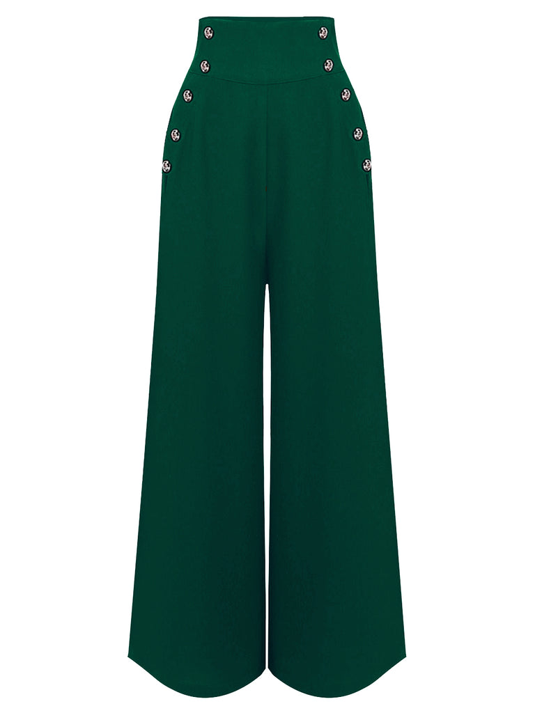 Green 1930s Solid Suspender Pants Green 1930s Solid Suspender Pants