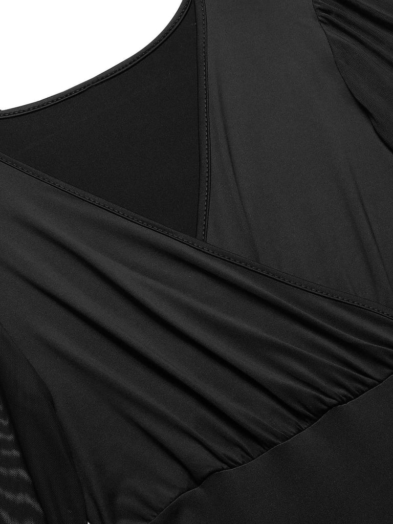1930s Solid V-Neck Beading Mesh Jumpsuit, vintage romper, retro jumpsuit - perfect for women who love vintage and retro fashion